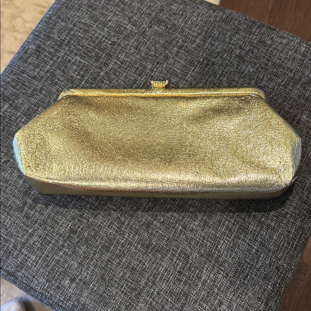 Vintage gold clutch handbag purse 1960s 1970s